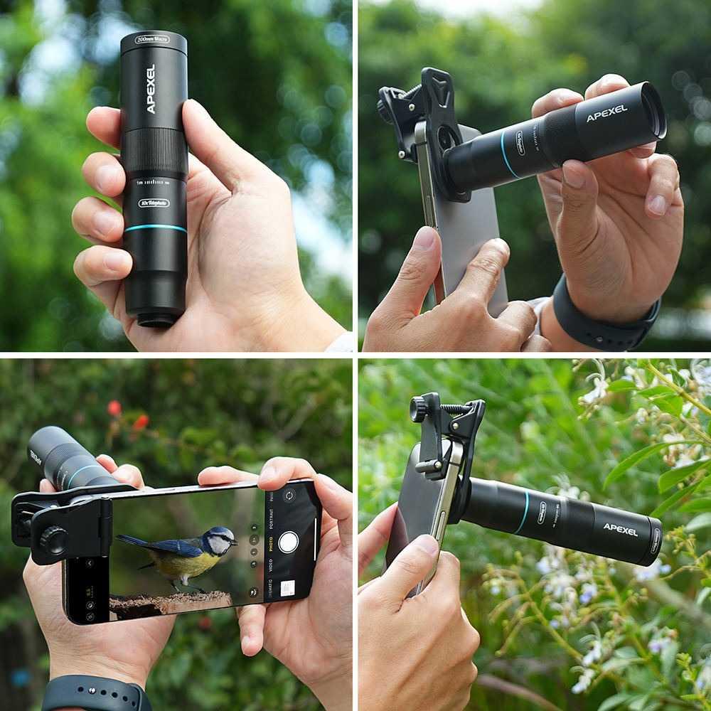 APEXEL Lensa Tele Macro Smartphone 10X Clip On Foto Tajam, Detail Jauh dan Dekat
