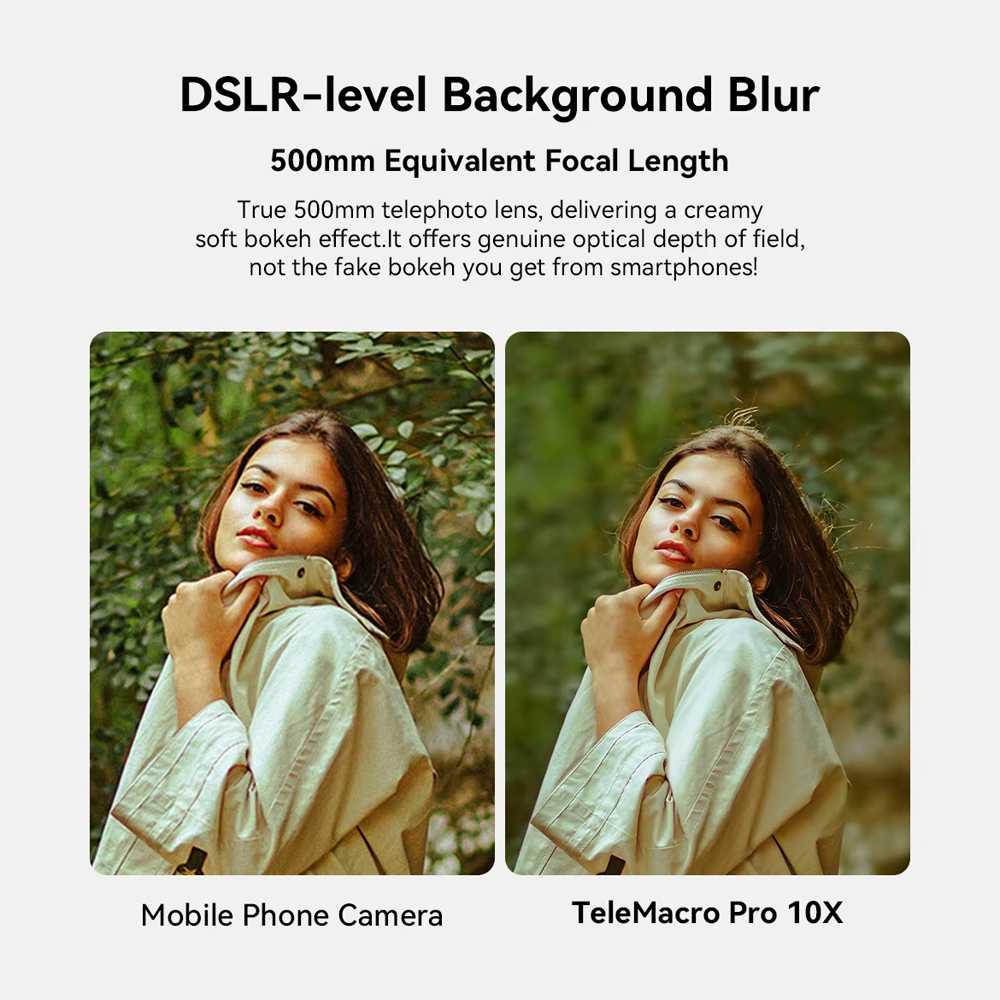 APEXEL Lensa Tele Macro Smartphone 10X Clip On Foto Tajam, Detail Jauh dan Dekat