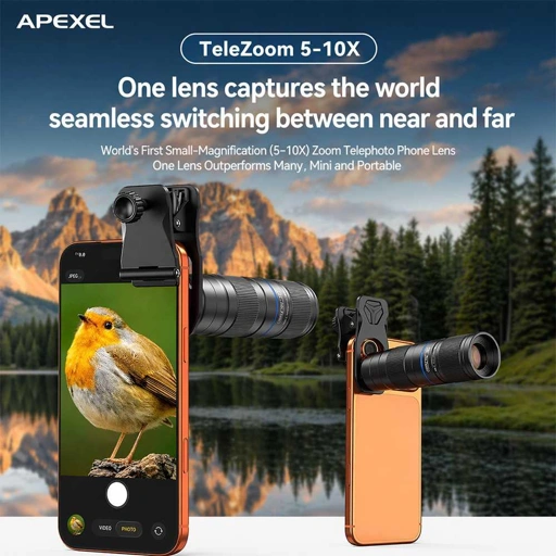 APEXEL Lensa TeleZoom 5-10X Foto Jarak Jauh Tajam, Detail, Minim Blur