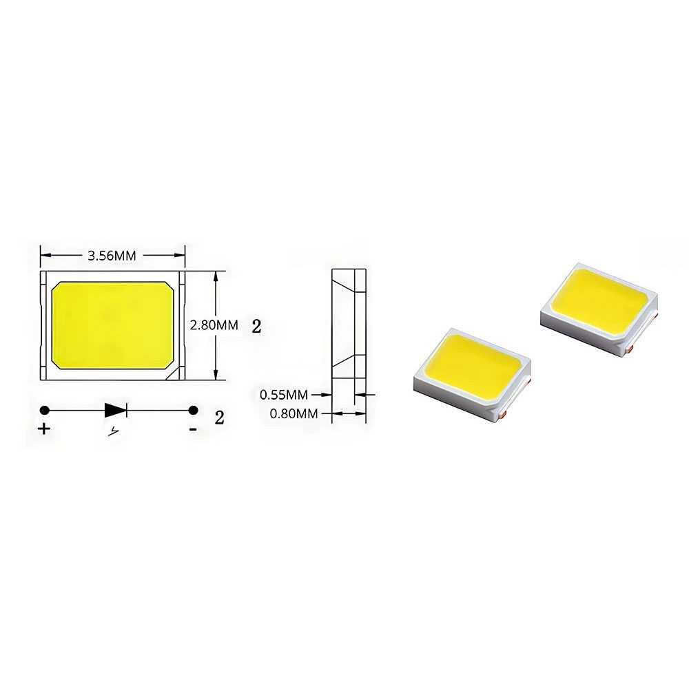 Ovicart Chip LED SMD Lampu COB Driver Free 3V 0.2W 60mA Cool White Hemat Biaya, Terang Fokus