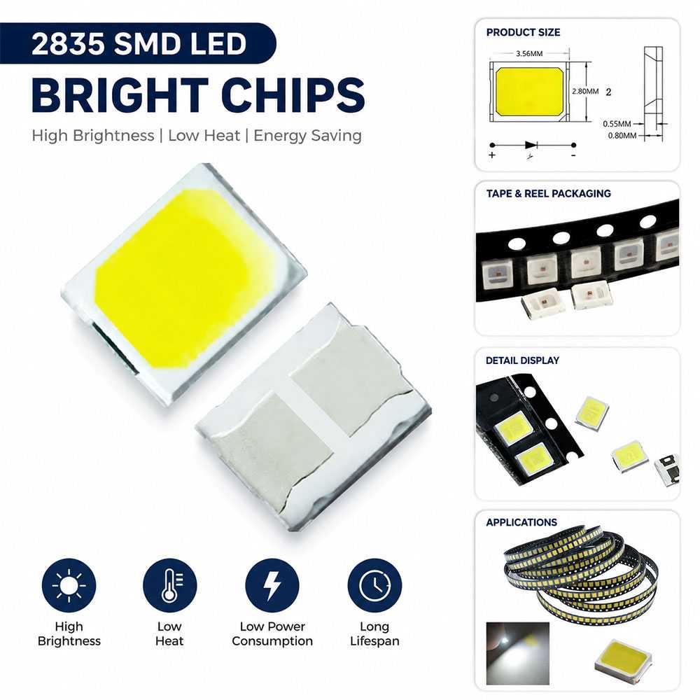 Ovicart Chip LED SMD Lampu COB Driver Free 3V 0.2W 60mA Cool White Hemat Biaya, Terang Fokus
