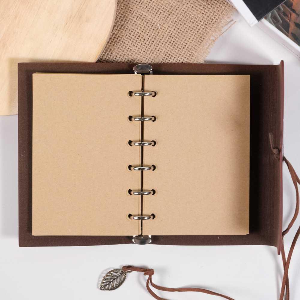 Toddi PHANTACI Buku Catatan Binder Kulit Retro Leaf Kertas A7 Solusi Praktis untuk Catatan Harian, Tampil Elegan dan Premium