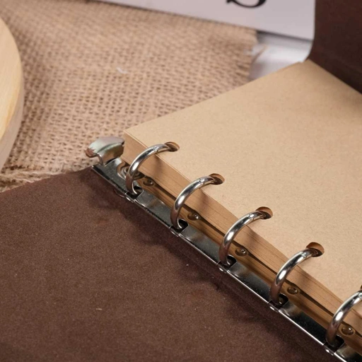 Toddi PHANTACI Buku Catatan Binder Kulit Retro Leaf Kertas A7 Solusi Praktis untuk Catatan Harian, Tampil Elegan dan Premium