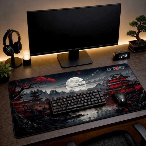 TaffGEAR Mouse Pad Gaming Moon Night Red Pavilion Area Kerja Luas, Stabil, dan Nyaman