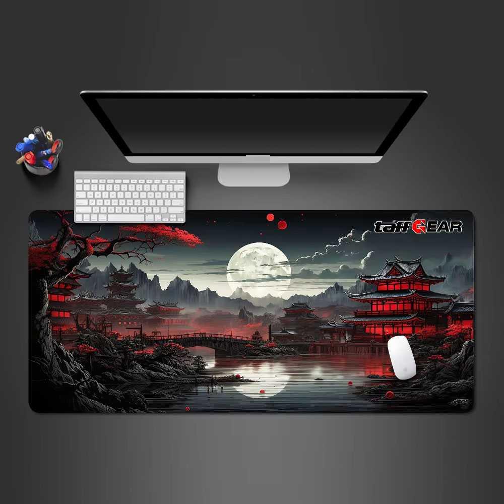 TaffGEAR Mouse Pad Gaming Moon Night Red Pavilion Area Kerja Luas, Stabil, dan Nyaman