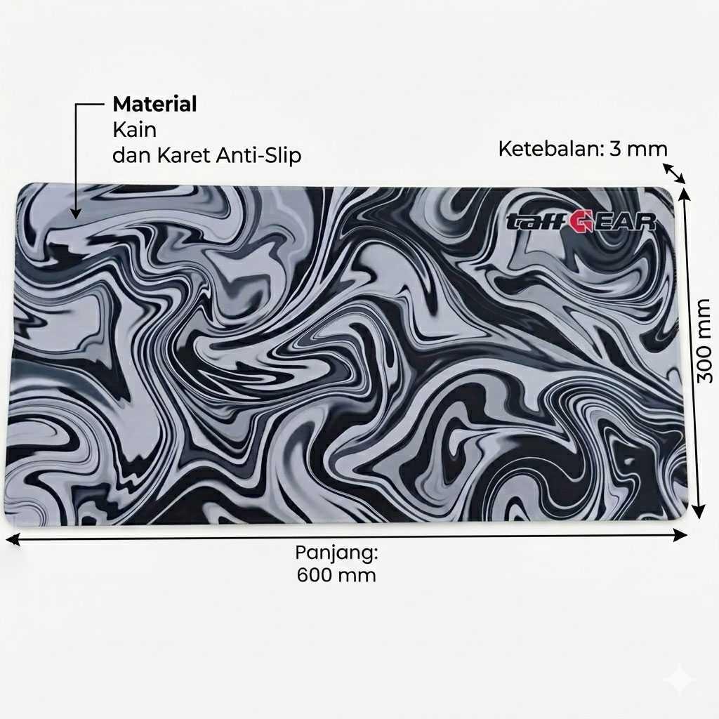 TaffGEAR Mouse Pad Gaming Fluid Marble Pattern Area Kerja Luas, Stabil, dan Nyaman, Desain Modern