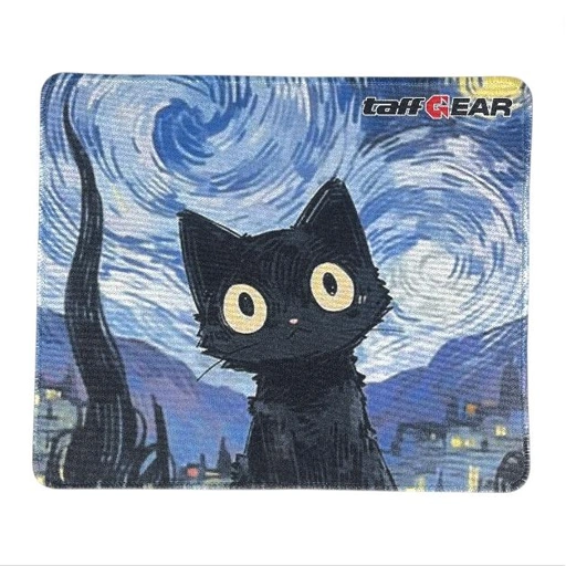 TaffGEAR Mouse Pad Gaming Starry Night Black Cat Area Luas dan Nyaman, Desain Estetik