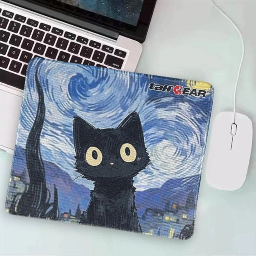 TaffGEAR Mouse Pad Gaming Starry Night Black Cat Area Luas dan Nyaman, Desain Estetik