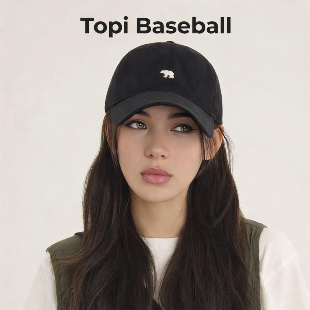 Bearlu Topi Baseball Cap Bordir Polar Bear Upgrade Gaya dengan Perlindungan Matahari dan Tampilan Trendi