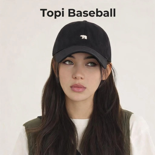 Bearlu Topi Baseball Cap Bordir Polar Bear Upgrade Gaya dengan Perlindungan Matahari dan Tampilan Trendi