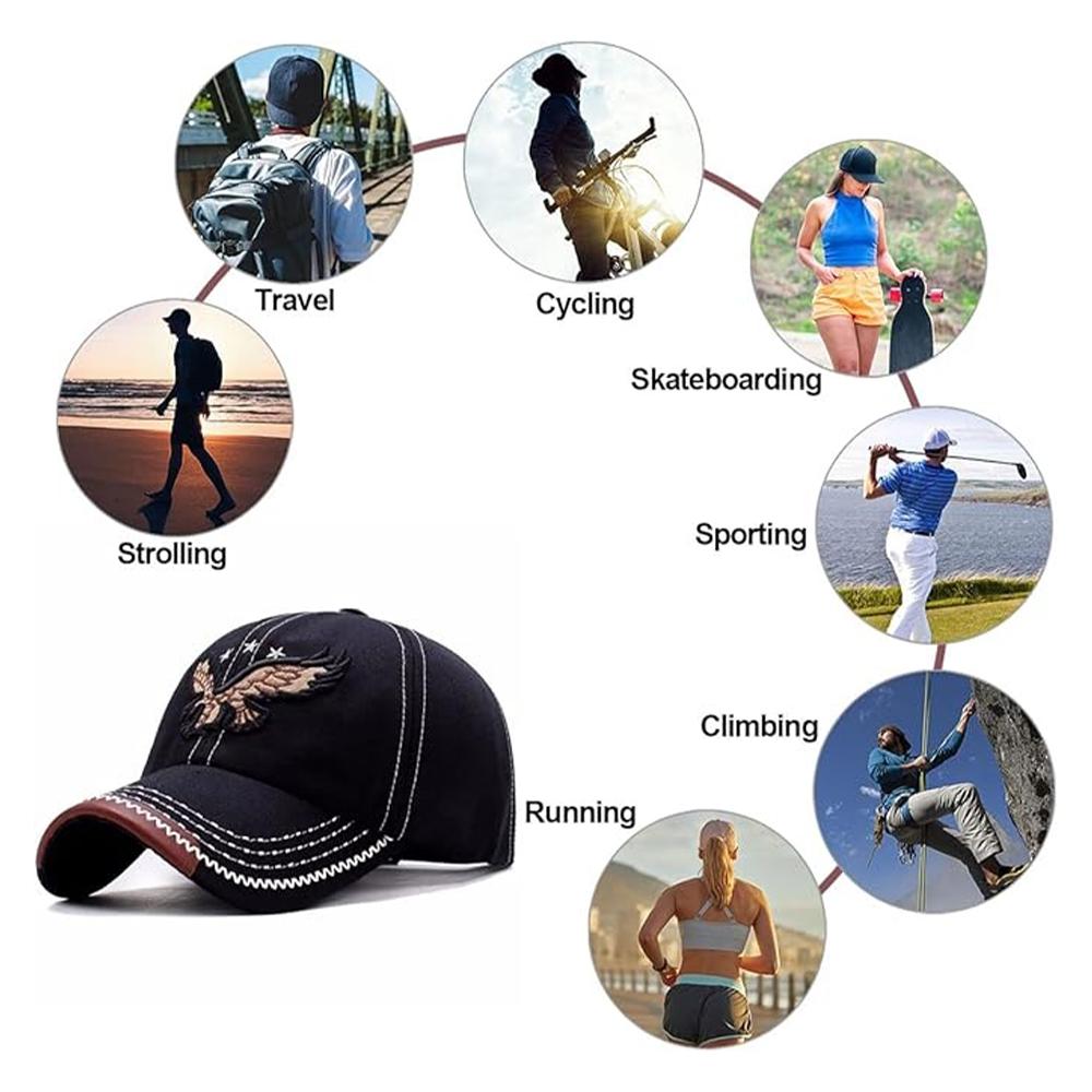 Wokra Topi Baseball Cap Bordir Adjustable Eagle Perlindungan Matahari, Gaya Modern