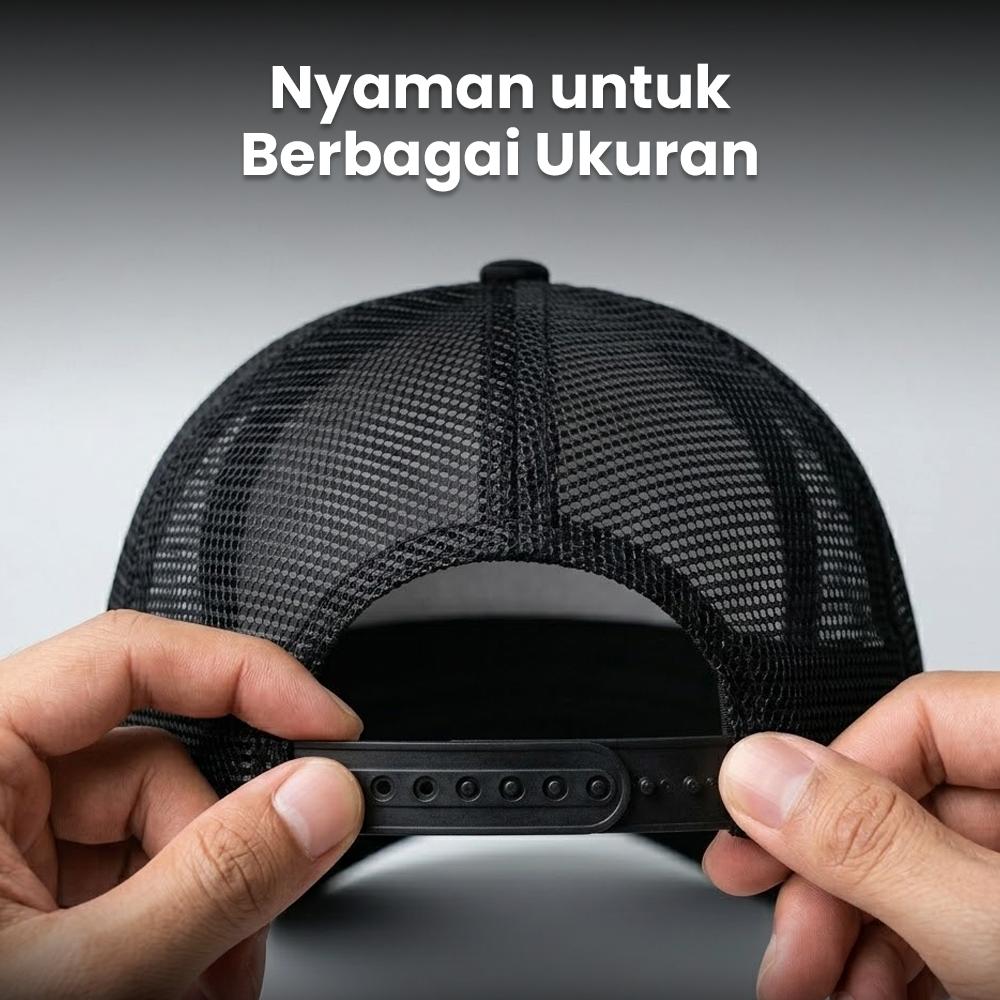 GUDIY Topi Trucker Jaring Mesh Hat Suede Enjoy Life Patch Perlindungan Sempurna dari Sinar Matahari, Gaya Kasual yang Elegan