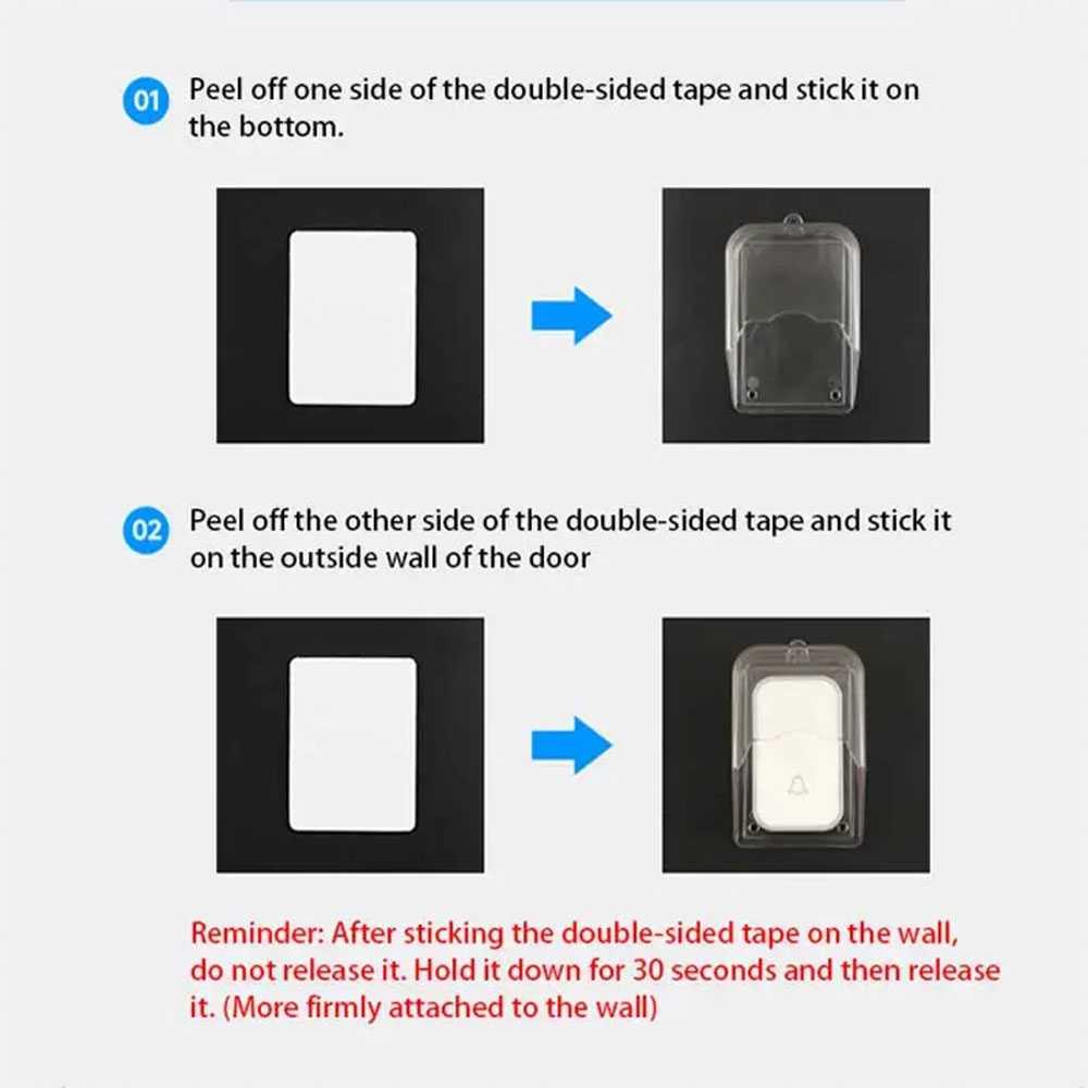 EMILEE Rain Cover Bel Pintu Wireless Perlindungan Waterproof, Instalasi Mudah