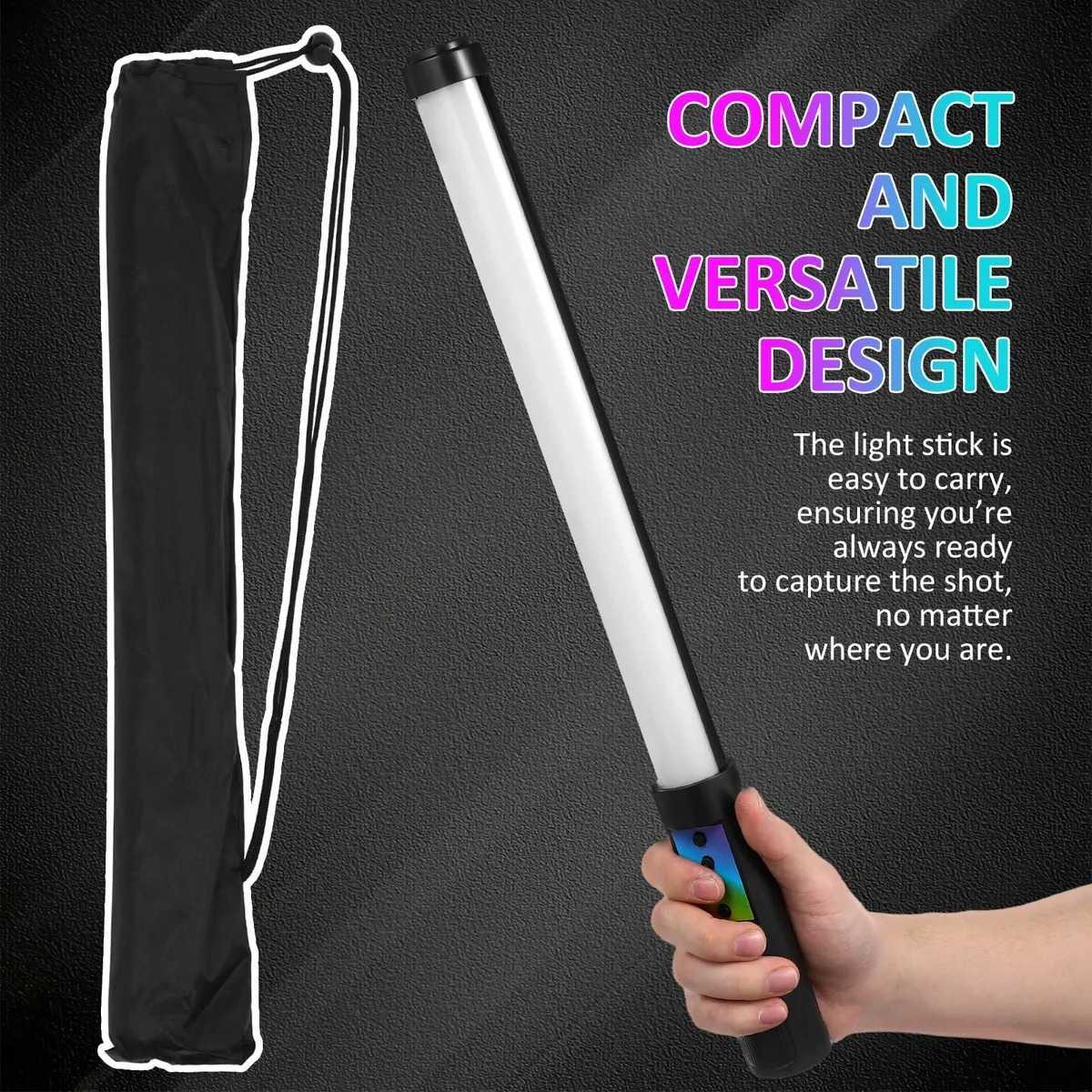 LUXCEO Lampu Fill Light Stick Remote RGBW Portable Cahaya Terang, Warna Fleksibel
