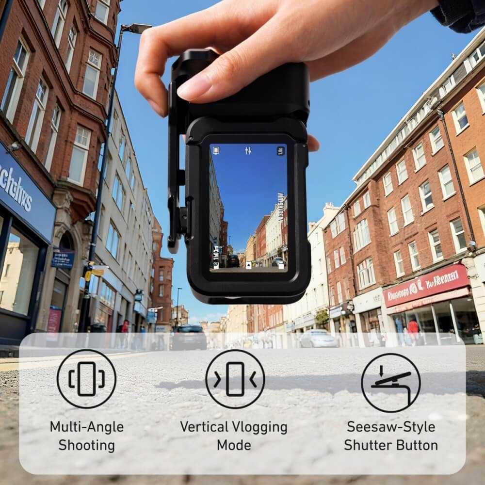 TELESIN Handle Grip Action Camera DJI Osmo Action 6 Stabilitas Maksimal dan Genggaman Ergonomis, Cocok untuk Street Photography dan Vlogging Harian