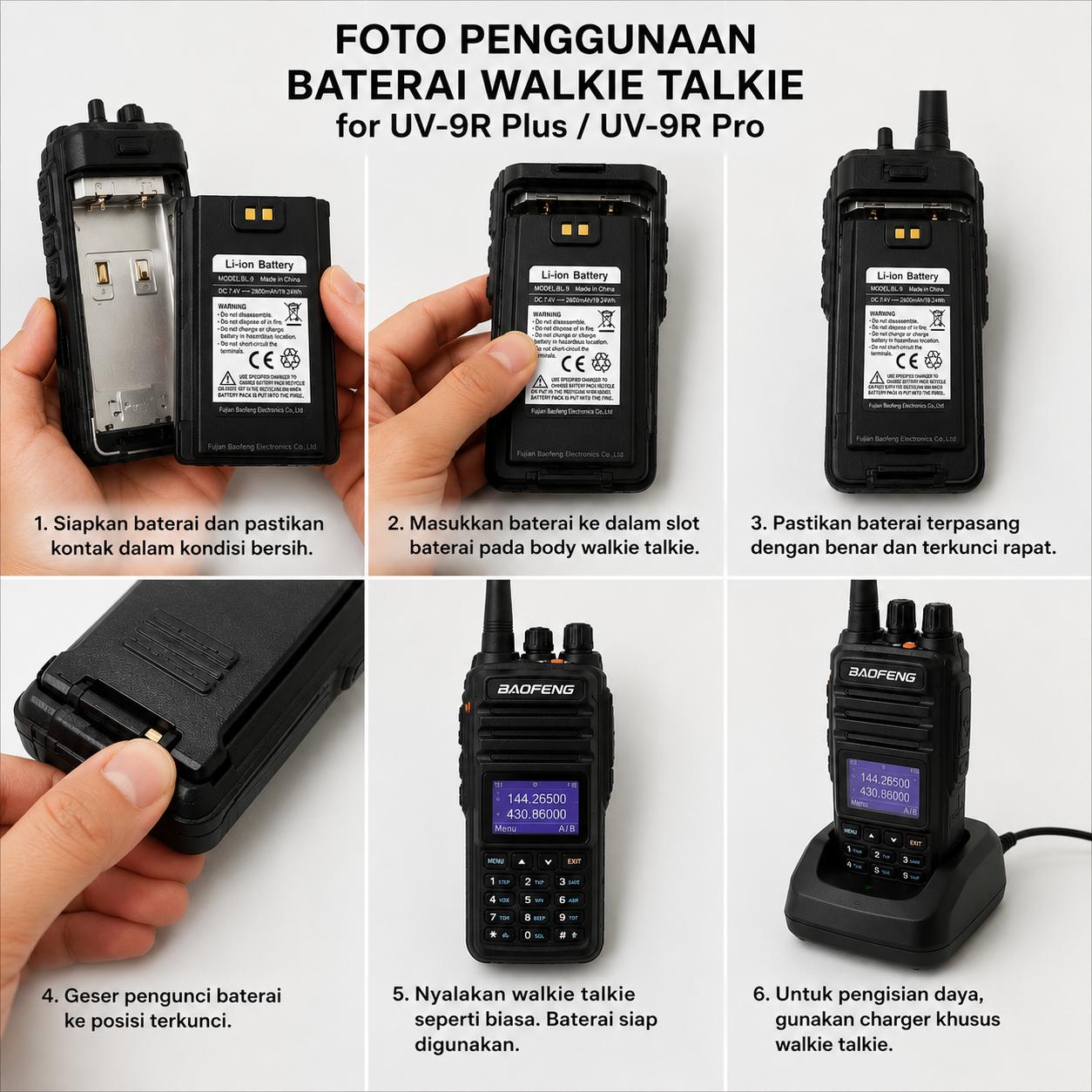 Baofeng Baterai Walkie Talkie for UV-9R Plus UV-9R Pro BL-9, Long-Lasting Power Solution