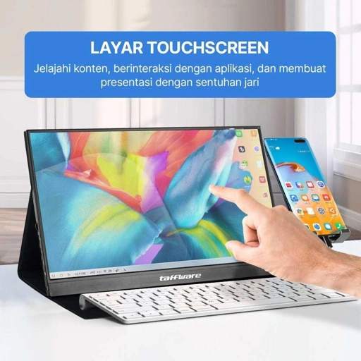 Taffware Portable Monitor Touchscreen 15.6 Inch LG IPS FHD Layar Lebih Besar, Kualitas Gambar Terbaik