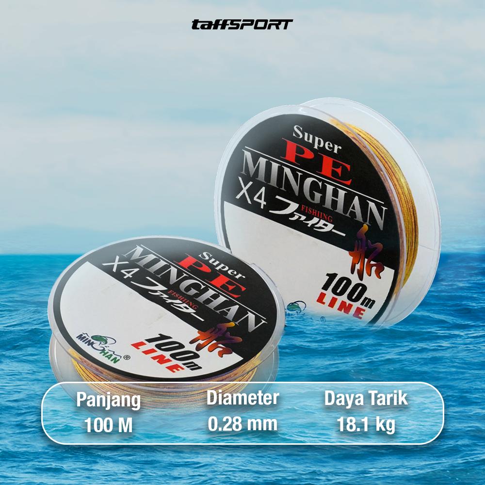 TaffSPORT MINGHAN Senar Pancing PE Braided Line Kuat dan Tahan Lama, Cocok untuk Segala Medan