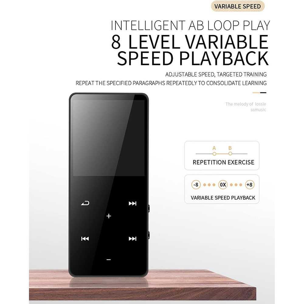 Qiilu MP3 Digital Audio Player 1.8 Inch Bluetooth 5.0 Suara HiFi, Desain Compact