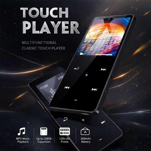 Qiilu MP3 Digital Audio Player 1.8 Inch Bluetooth 5.0 Suara HiFi, Desain Compact