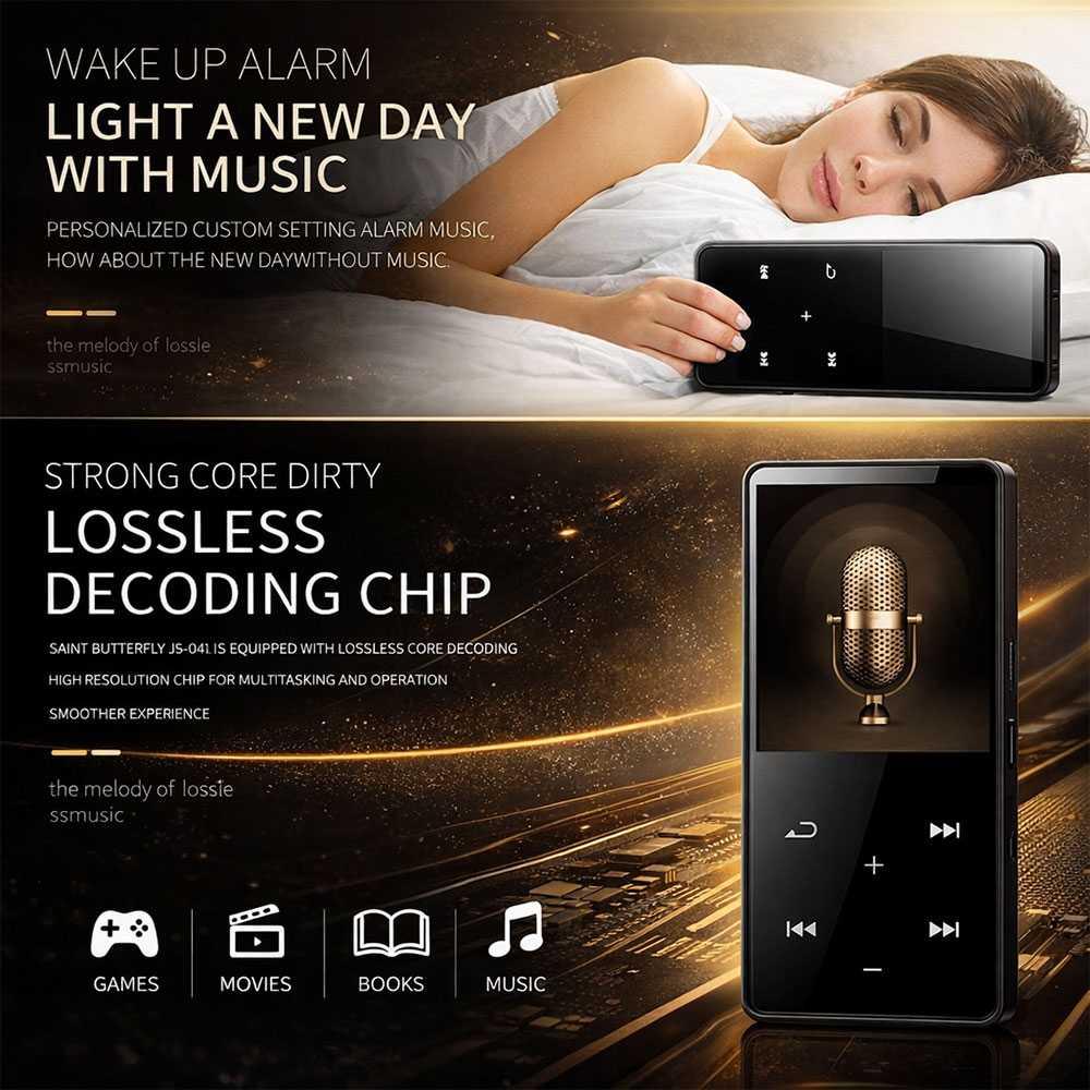 Qiilu MP3 Digital Audio Player 1.8 Inch Bluetooth 5.0 Suara HiFi, Desain Compact