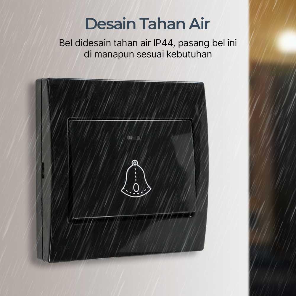 TaffHOME Bel Pintu Wireless 1 Transmitter 2 Receiver Suara Keras, Jarak 300 M, Lampu LED