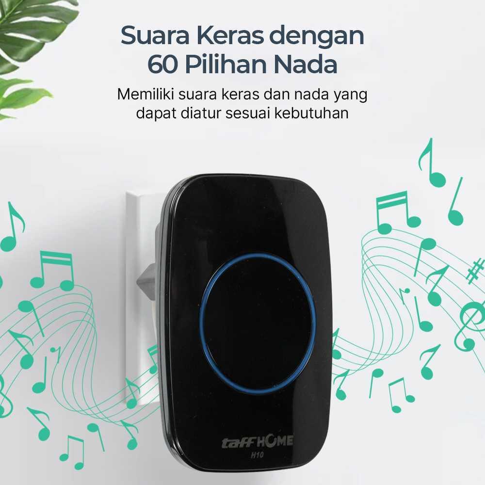 TaffHOME Bel Pintu Wireless 1 Transmitter 2 Receiver Suara Keras, Jarak 300 M, Lampu LED