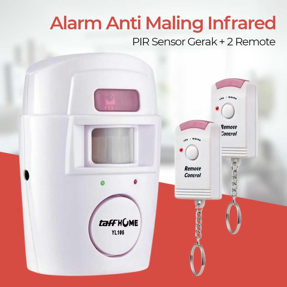 TaffHOME Alarm Anti Maling Sensor Gerak Infrared PIR 105dB Proteksi Rumah, Nyaman & Aman