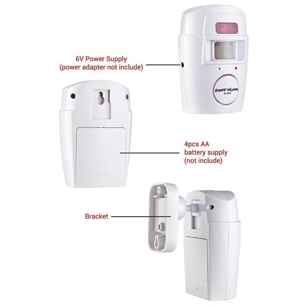 TaffHOME Alarm Anti Maling Sensor Gerak Infrared PIR 105dB Proteksi Rumah, Nyaman & Aman