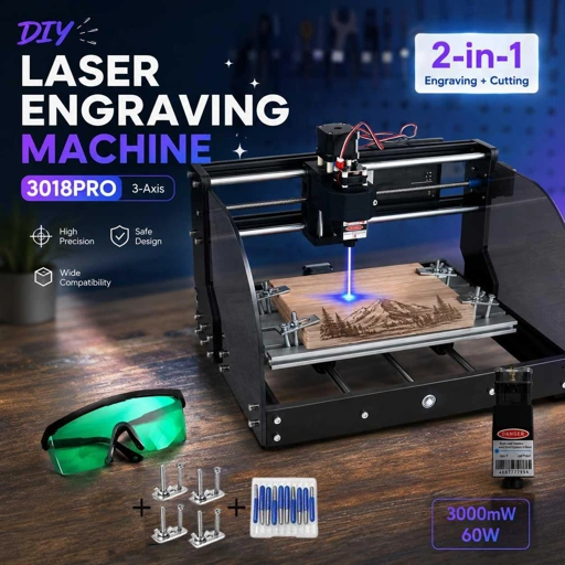 Taffware Laser Engraving Machine CNC 3-Axis 3000mW Kreativitas Tanpa Batas, Desain Fleksibel
