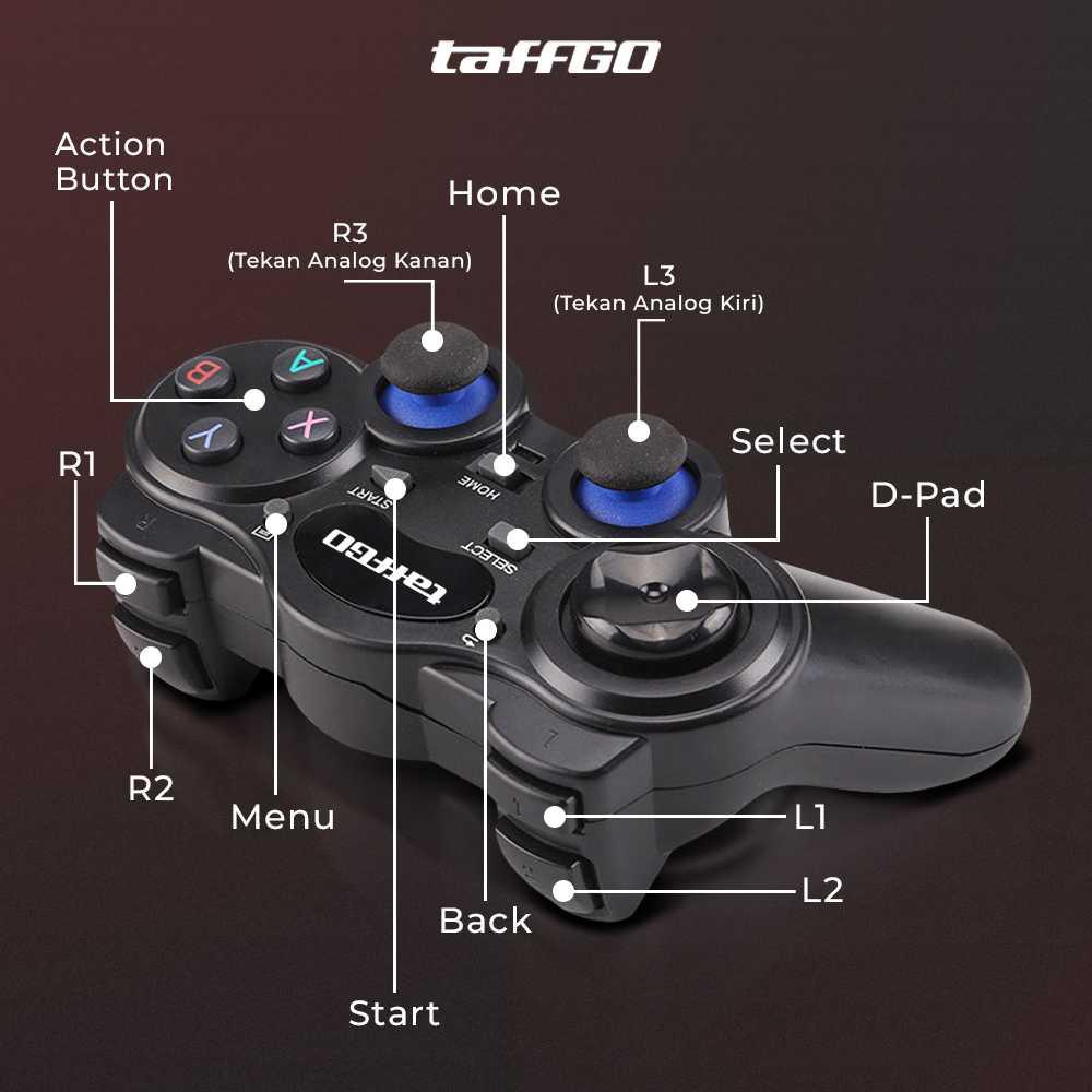 TaffGO Wireless Gamepad Joystick Desain Ergonomis, Koneksi Stabil