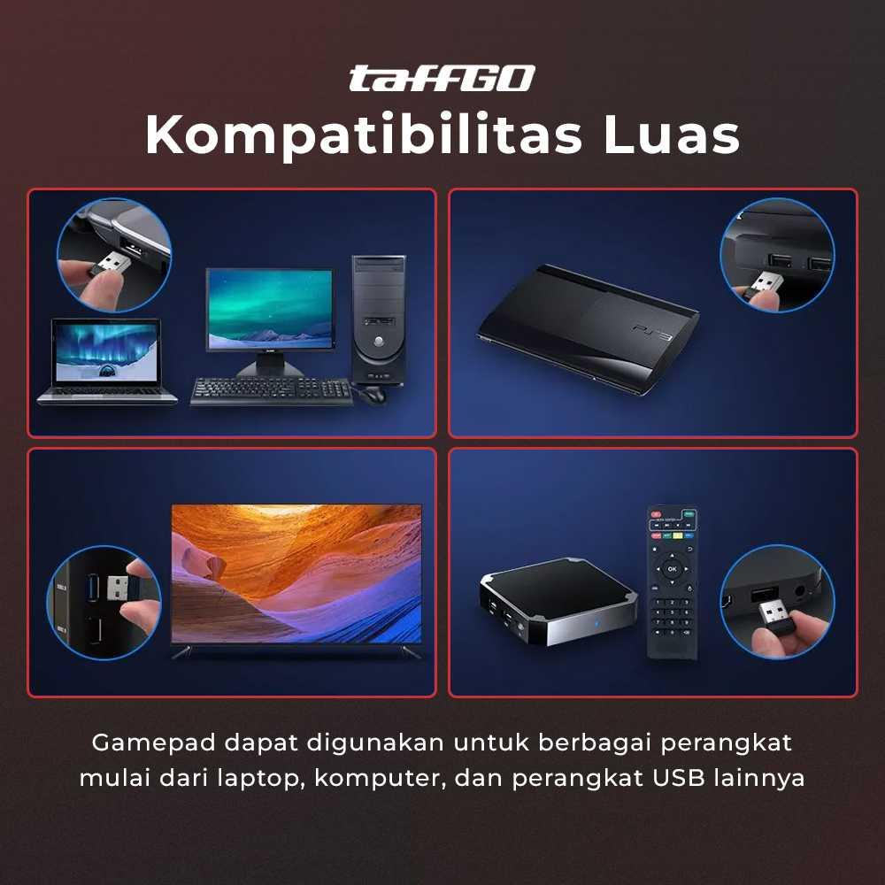 TaffGO Wireless Gamepad Joystick Desain Ergonomis, Koneksi Stabil