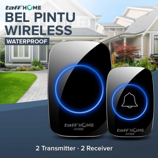 TaffHOME Bel Pintu Wireless Waterproof Fleksibel dan Modern, Suara Jernih