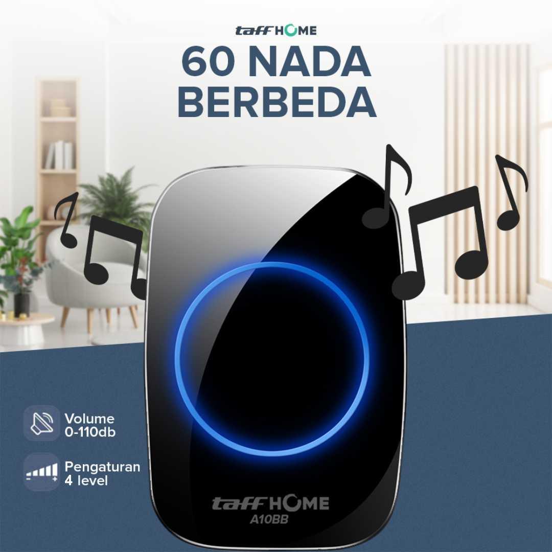 TaffHOME Bel Pintu Wireless Waterproof Fleksibel dan Modern, Suara Jernih
