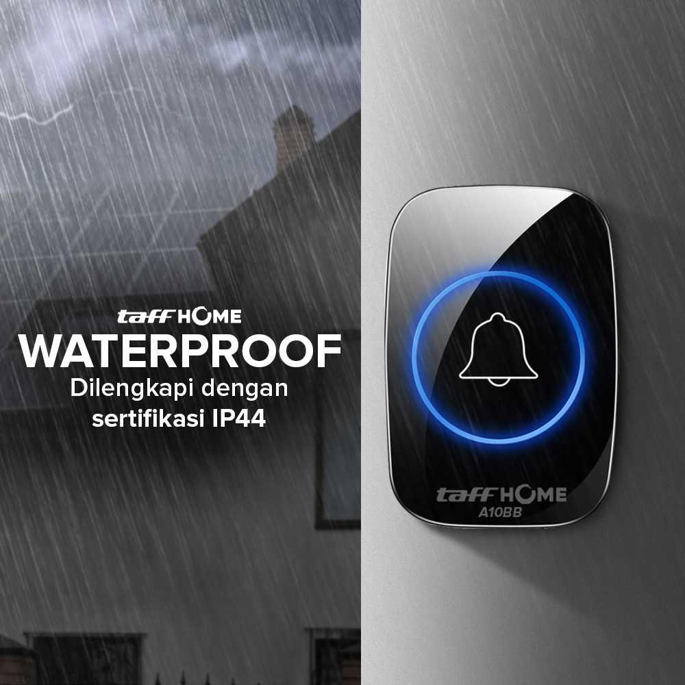 TaffHOME Bel Pintu Wireless Waterproof Fleksibel dan Modern, Suara Jernih