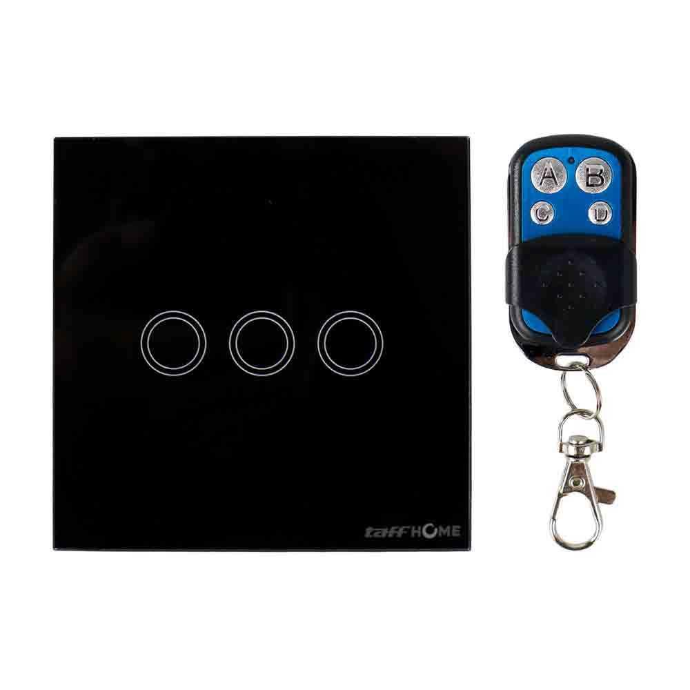 TaffHOME Saklar Lampu Luxury Touch LED with Remote Elegan dan Futuristik, Operasikan dengan Sentuhan Ringan Hitam Glossy Modern