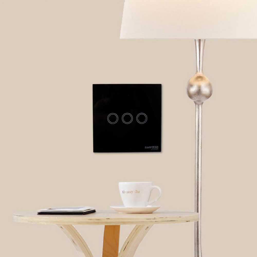 TaffHOME Saklar Lampu Luxury Touch LED with Remote Elegan dan Futuristik, Operasikan dengan Sentuhan Ringan Hitam Glossy Modern