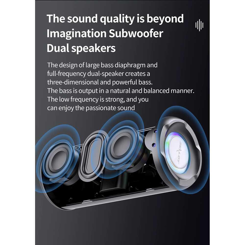 ZEALOT Speaker Bluetooth Portable Subwoofer Suara Bass Menggelegar, Cocok untuk Aktivitas Luar Ruangan