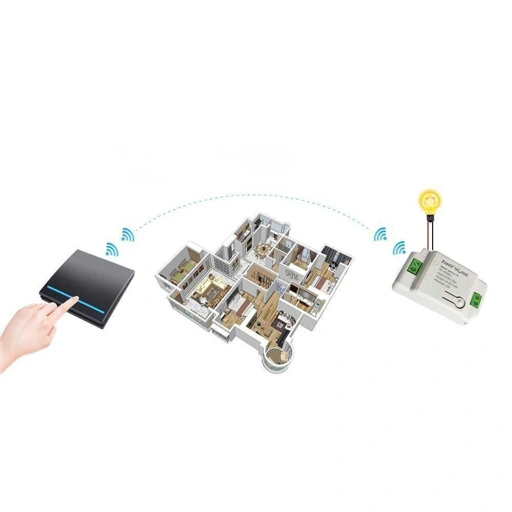 TaffHOME Saklar Lampu Wireless Dinding Pengendali Cahaya Tanpa Kabel, 433MHz