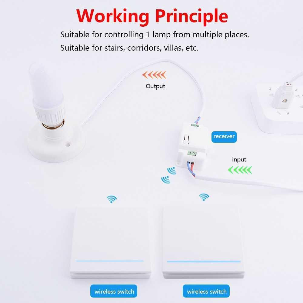 TaffHOME Saklar Lampu Wireless Dinding Pengendali Cahaya Tanpa Kabel, 433MHz