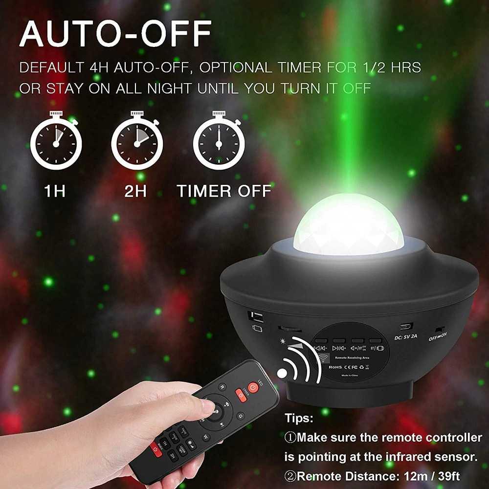 TaffLED Lampu Tidur Proyektor RGBW Active Speaker Bluetooth Suasana Estetik dan Relaksasi, Desain Modern