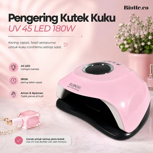 Biutte.co Pengering Kutek Kuku UV LED 45LED 180W - Cepat Kering, Fleksibel, Hemat Energi
