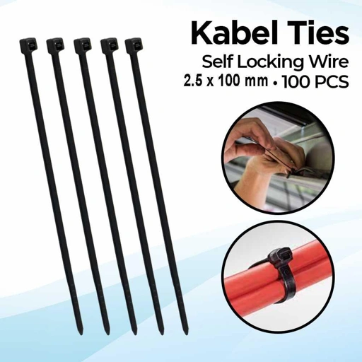 Taffware Kabel Ties Self Locking Nylon 2.5x100mm - Hemat & Efisien, Solusi Praktis, Tahan Lama