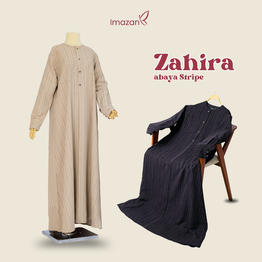 IMAZAN Gamis Abaya Stripe Vellure Premium Loose Elegan Busui & Wudhu Friendly Zahira Series