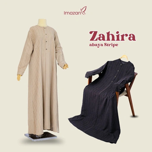 IMAZAN Gamis Abaya Stripe Vellure Premium Loose Elegan Busui & Wudhu Friendly Zahira Series