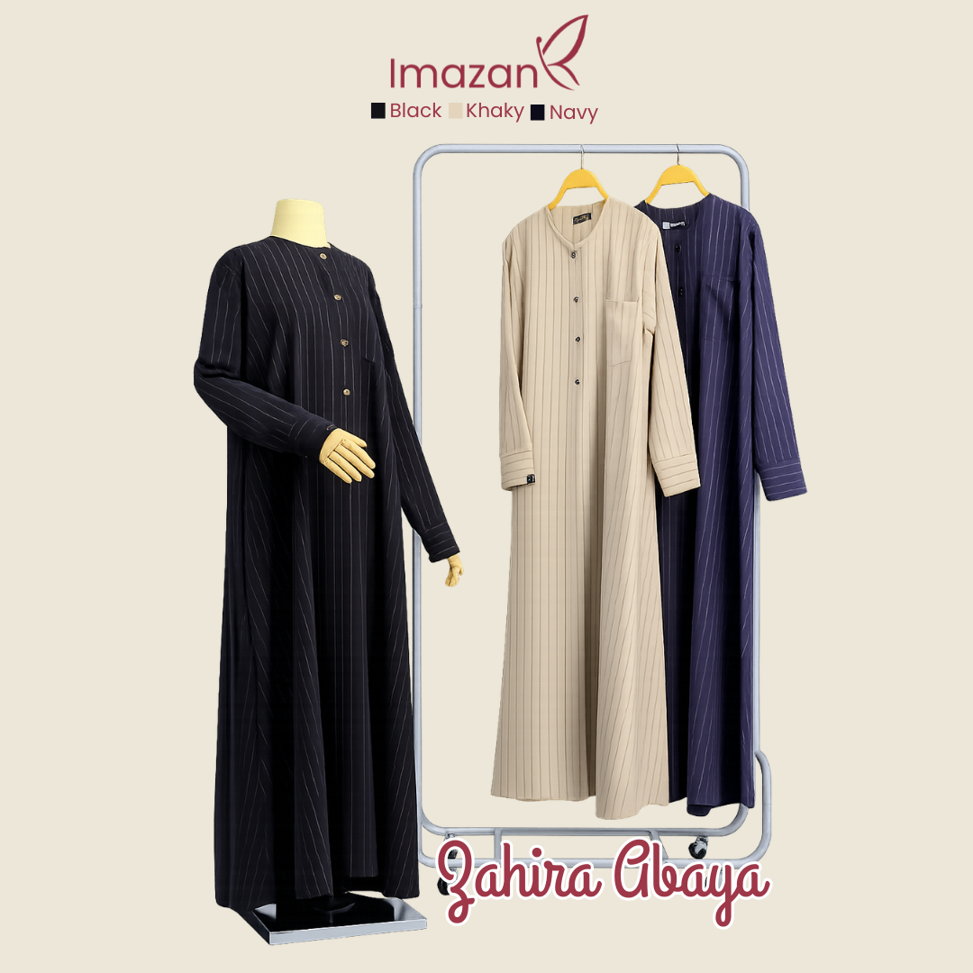 IMAZAN Gamis Abaya Stripe Vellure Premium Loose Elegan Busui & Wudhu Friendly Zahira Series