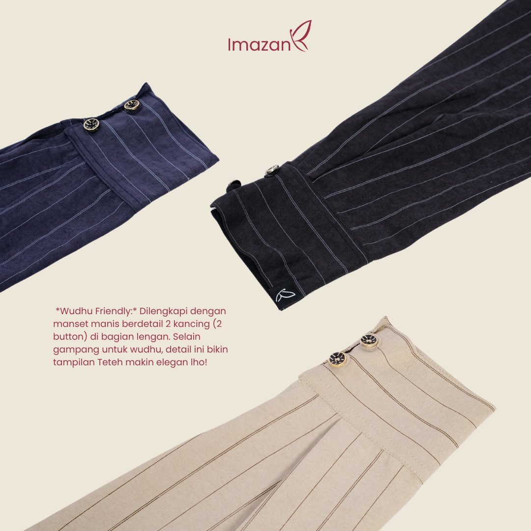 IMAZAN Gamis Abaya Stripe Vellure Premium Loose Elegan Busui & Wudhu Friendly Zahira Series