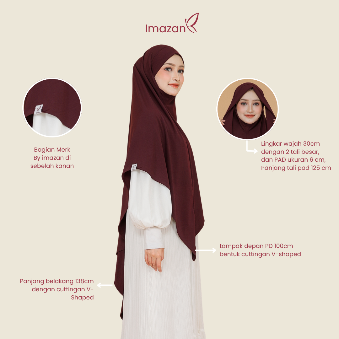 IMAZAN Khimar Bandana Syar’i Jersey Korea Premium Khiban Malay Hijab Praktis Salvia Series