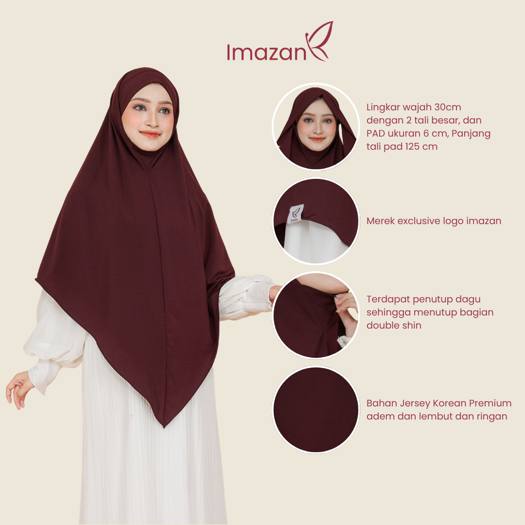 IMAZAN Khimar Bandana Syar’i Jersey Korea Premium Khiban Malay Hijab Praktis Salvia Series