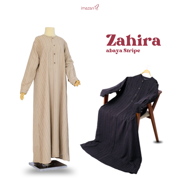 IMAZAN Gamis Abaya Stripe Vellure Premium Loose Elegan Busui & Wudhu Friendly Zahira Series